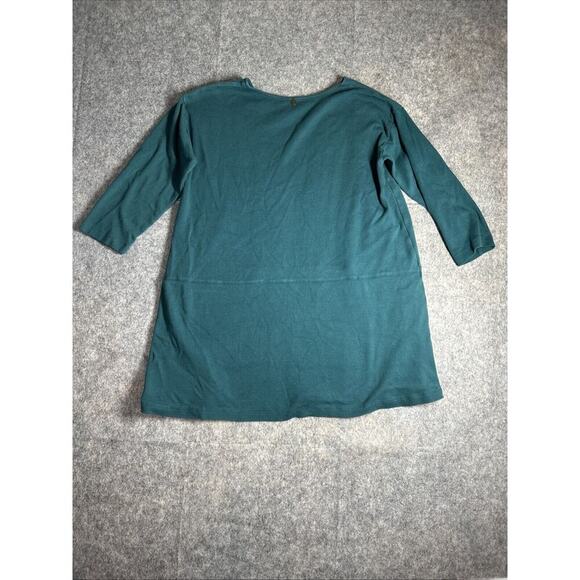 Soft Surroundings Moda Tunic Mini Dress Large Zipper Pockets Green 100% Cotton - Picture 8 of 8